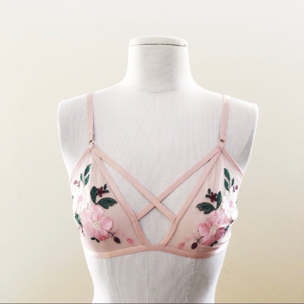 Secret Possessions Sheer Lace Floral Bralette